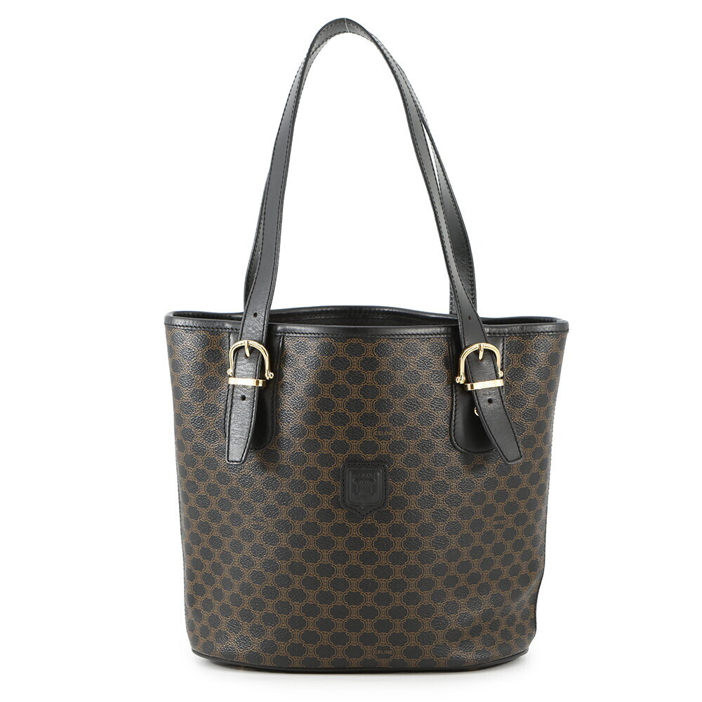 Celine Macadam Leather Tote Bag Black